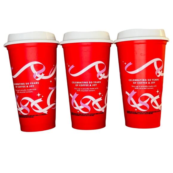 2021 Starbucks Holiday Ribbons Hot Red Cup 16oz 3 - Picture 3 of 6